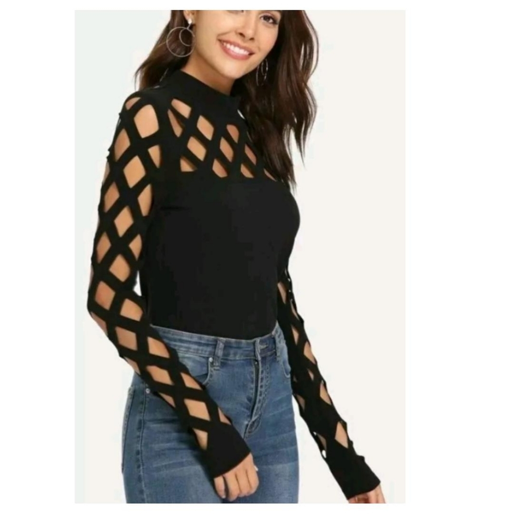 NEW  caged hollowed out sexy black top